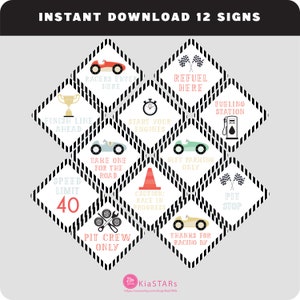 Instant Download Race Car Party Sign Package (Printable Digital Files Only)