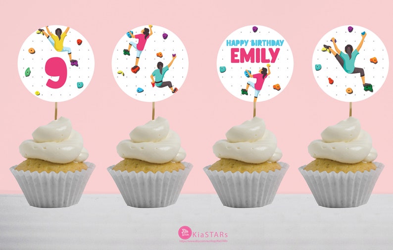 Personalized Rock Climbing Cupcake Topper Indoor Climbing Etsy