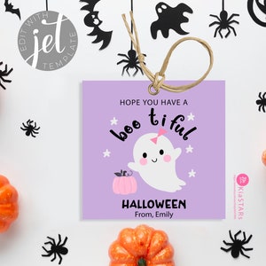 Editable Purple Halloween Tags, bootiful Cookie Tag, Halloween Cookie Tag, Spooktacular, Ghost Cookie Tag, Pumpkin Tags, Treat Tags,DIGITAL