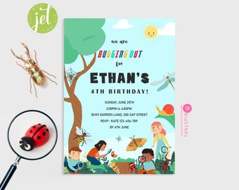 Bug Birthday Party Invitation Bugs Birthday Party Theme Insects Invitation Printable Editable INSTANT DOWNLOAD Digital File