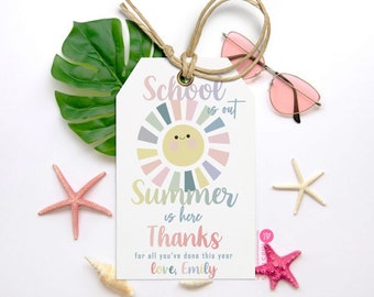 Last of School Year Gift Favor Teacher Student Appreciation Rainbow Sunshine Tags School Gift Tag, Have A Fun Summer Printable DIGITALFILE