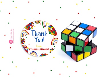 Etiqueta de lembrancinha para festa do cubo mágico | Etiquetas de agradecimento do cubo mágico | Etiquetas de presente para festa do cubo mágico | Etiquetas coloridas do jogo mágico | DOWNLOAD INSTANTÂNEO
