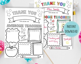 All About My Teacher Printable: Teacher Appreciation Gift, Fill-In Interview (PDF Download)