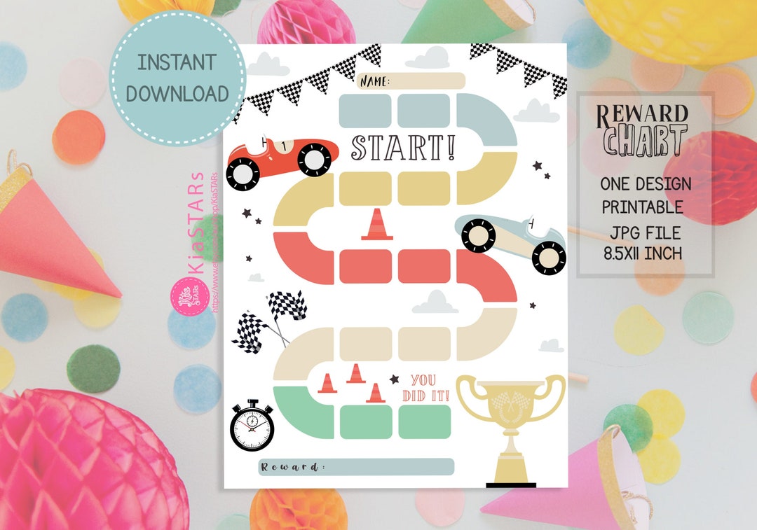 Race Car Reward Chart for Kids Simple Kids Reward Chart Printable Car