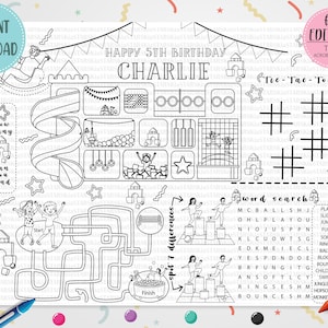 Editable Indoor Play Place Coloring Page (Digital File)