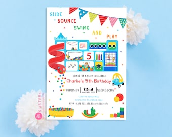 Invitación de Lets Bounce Soft Play, invitación de cumpleaños para área de juegos suaves, gimnasio de jungla interior, invitación para patio de juegos interior para niños, archivo digital