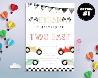 Vintage Race Car Birthday Invitation: "Too Fast" Theme (Printable File)