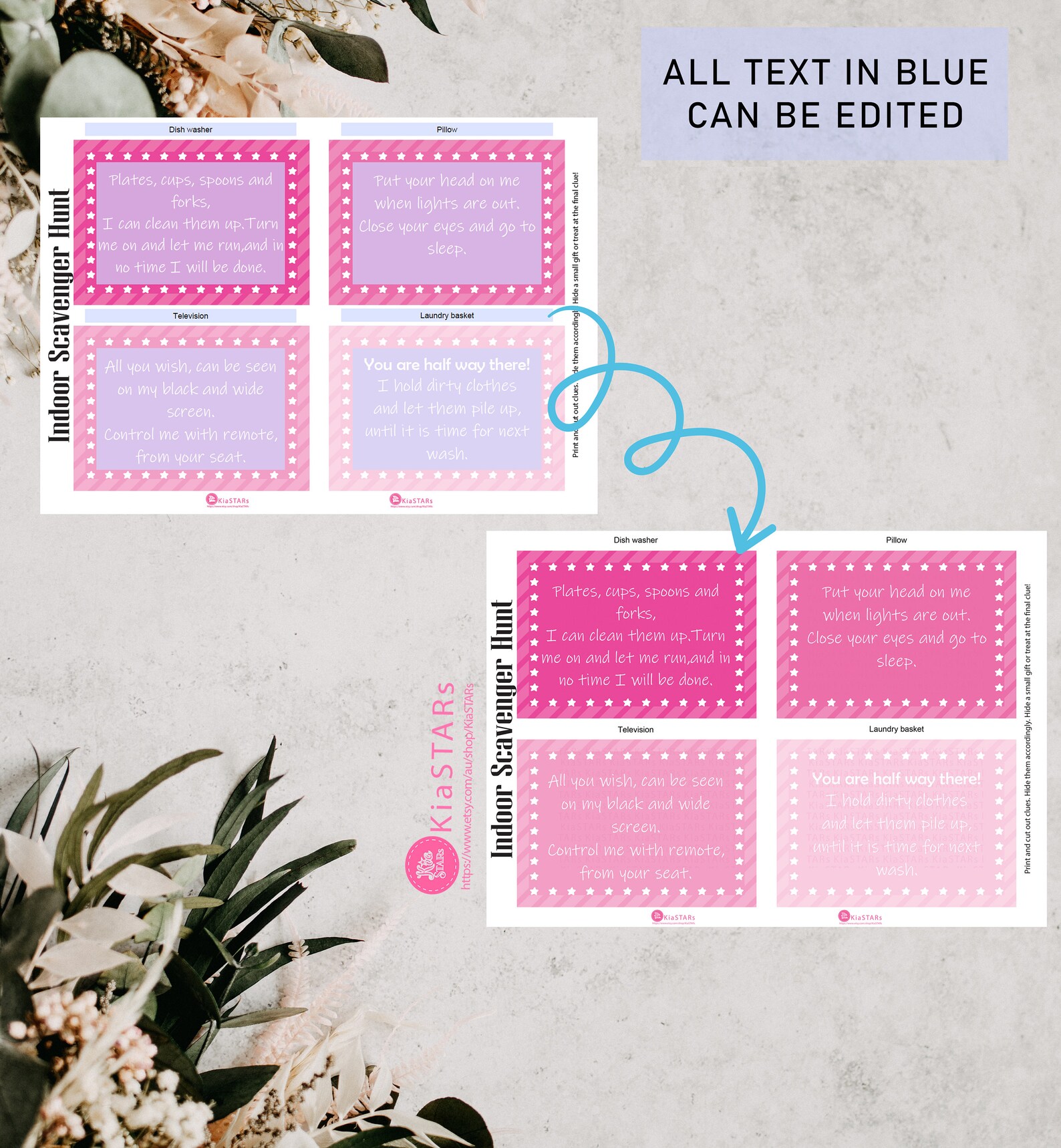 Indoor Scavenger Hunt Printable Editable Template Kids - Etsy