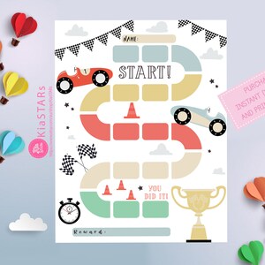 Race Car Reward Chart for Kids | Simple Kids Reward Chart | Printable ...