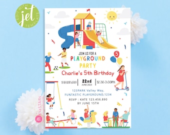 Playground Invitation Boys Birthday invitation Park Party Birthday Invite Adventure Party Kids Play Party Invitation DIGITALFILE