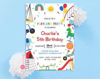 Playground Invitation Boys Birthday invitation Park Party Birthday Invite Adventure Party Kids Play Party Invitation DIGITALFILE