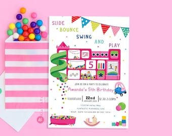 Lets Bounce Soft Play Invitation Soft Play Area Birthday Invite Girl Indoor Jungle Gym Invite Kids Indoor Playground Invitation DIGITALFILE