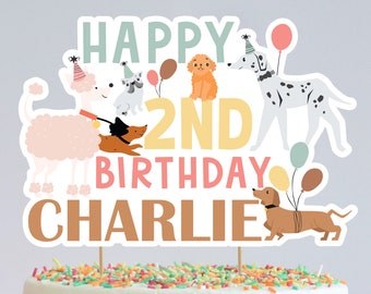 Personalized Puppy Birthday Cake Topper: Lets Pawty Printable (Digital)