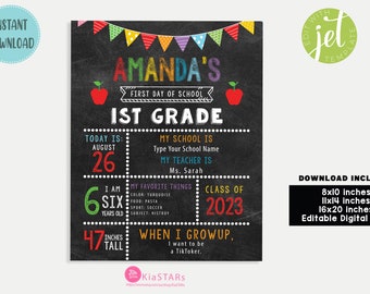 Printable, Editable First and Last Day of School Sign Template, Instant Download, Digital File