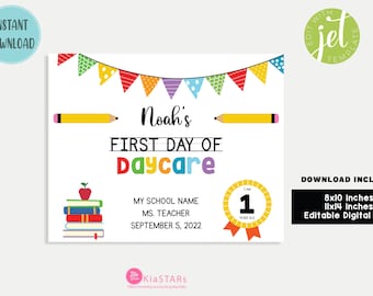 Printable, Editable First and Last Day of School Sign PDF Template, Instant Download, Digital File