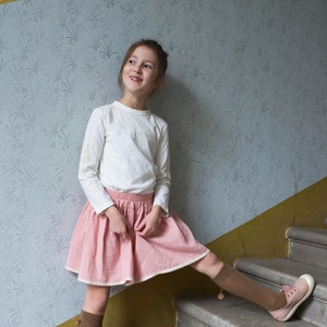 Organic cotton muslin skirt for girls, pink cotton skirt for girls, birthday skirt