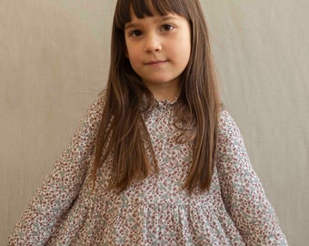 100% organic muslin dress floral; girls dress, ethical chidrenswear, organic kids fashion