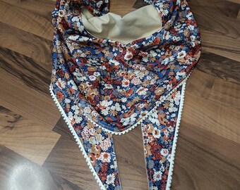Maxi Liberty and soft flannel children's scarf, pompom border, customizable