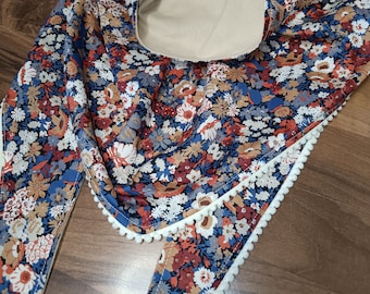 Maxi scarf with pom-pom trim, Liberty print and super soft flannel, customizable