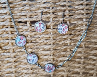 Liberty Eloïse pink necklace and earrings set, unique model