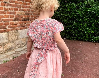 Little girl's dress "Finally spring" Liberty and English embroidery