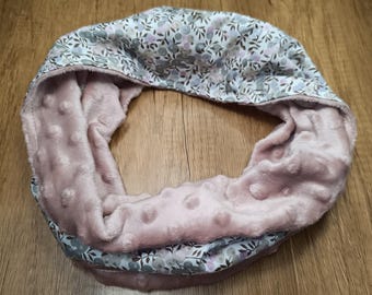 Liberty Wiltshire glitter and old rose minky children's snood neck warmer