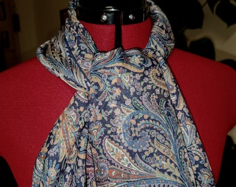 Liberty Great Missenden blue silk chiffon scarf or snood
