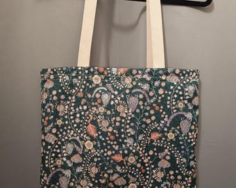 Liberty Crochet Meadow tote bag, large cotton canvas bag