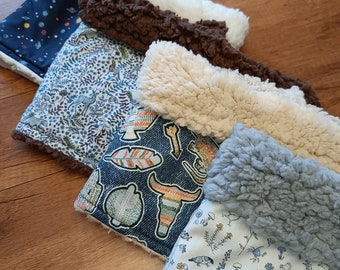 Children's snood with snap fasteners, Liberty and lambskin sherpa