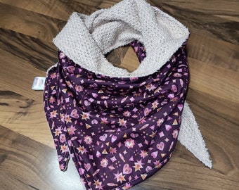 Liberty She's a Moypup purple children's scarf with fancy glittery knit