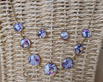 Liberty Strawberry Thief necklace and earrings set, unique model