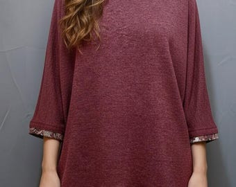 Women's oversized knitted and Liberty sweater, customizable