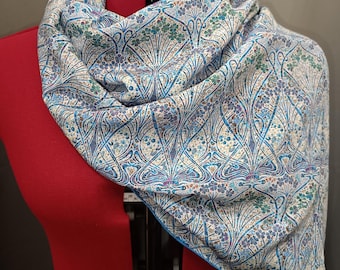 Liberty crepe de chine silk scarf Ianthe Blossom Blue
