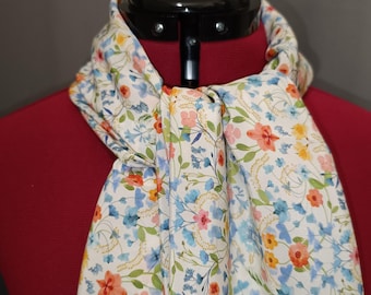 Liberty silk crepe de chine scarf Aurora Cream