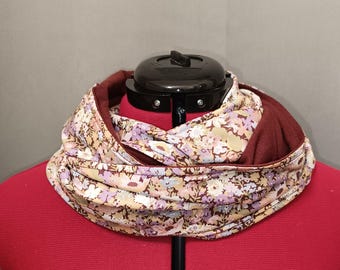 Liberty Thorpe snood or scarf in iridescent blush and cotton flannel