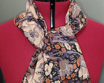 Liberty print scarf in silk crepe de chine with Clementina Poppy C pattern