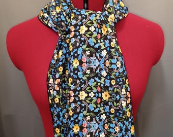 Liberty Aurora blue rainbow crepe de chine silk scarf