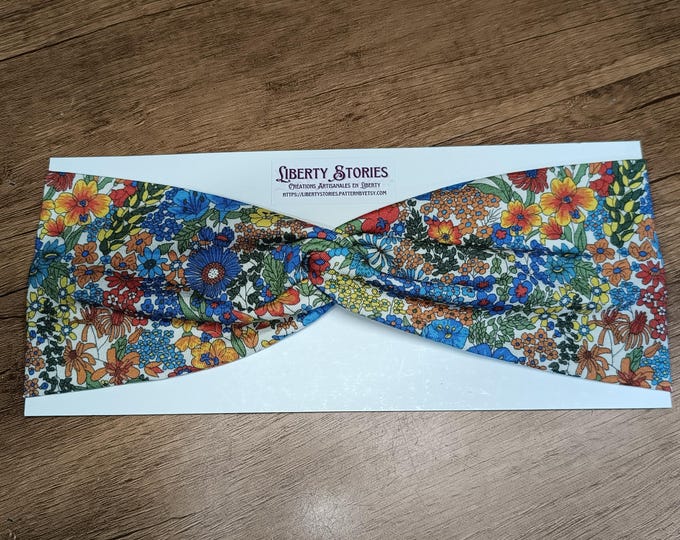 Featured listing image: Liberty Margaret Annie rainbow jersey modal headband.