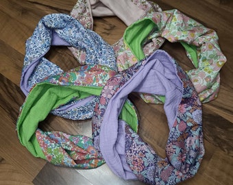 Twisty child's neck warmer snood Liberty and double gauze