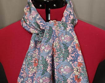 Liberty silk scarf, crepe de chine, Bronwyn pink background