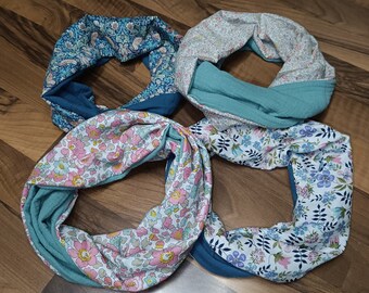 Twisty child's neck warmer snood Liberty and double gauze