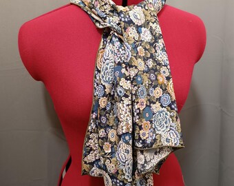 Liberty crepe de chine silk scarf Elysian Day blue