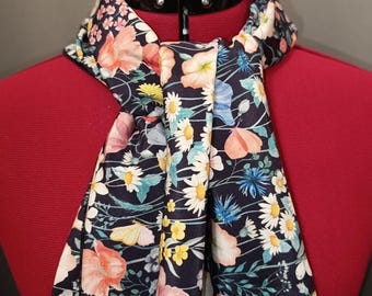 Liberty print scarf in silk crepe de chine with Jude's Floral rainbow pattern