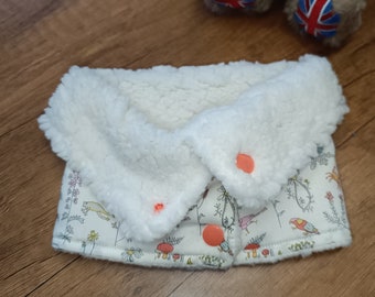 Baby snood with snaps, Liberty and ecru sherpa, customizable