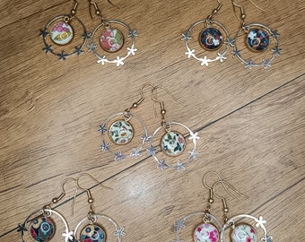 Liberty flower ring rose gold earrings
