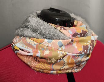 Liberty print snood and faux fur knit, several prints available