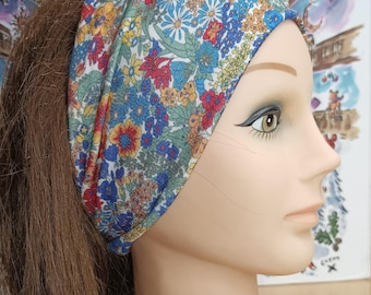 Winter headband / mini snood Liberty Margaret Annie cashmere and wool jersey