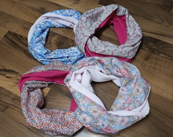 Twisty child's neck warmer snood Liberty and double gauze