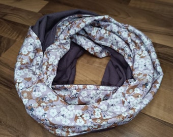 Double Snood Liberty organic Mitsi praline and soft flannel