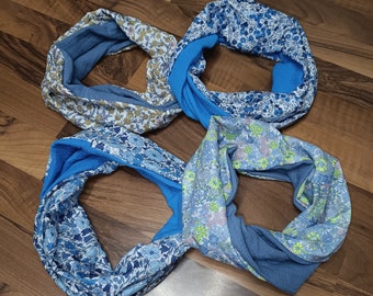 Twisty child's neck warmer snood Liberty and double gauze